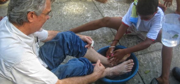 Little Pedro (Mango Joe's son) washing my feet.