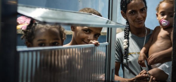 Raiane and the new aluminum door