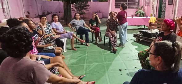 Vanessa in Bible study at the women's center