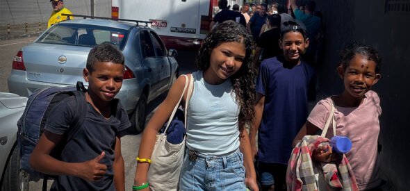Our teens arriving back from camp last weekend.